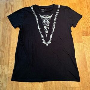 Lucky Brand Black T-Shirt with White Embroidery